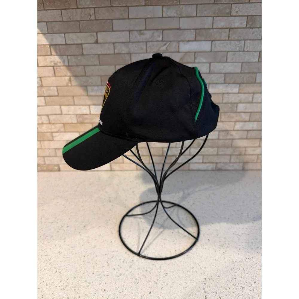 Lamborghini Squadra Corse Black Green Strapback Hat Racing Cap Embroidered Logo